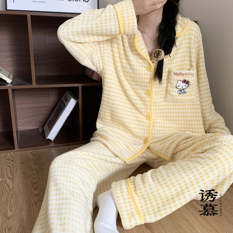 2025冬季新款加厚加绒舒适时尚可爱甜美风可外穿睡衣家居服套装