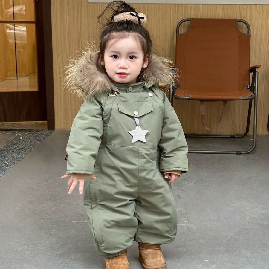 儿童冬装男女童宝宝可爱防水防风加厚滑雪服保暖连体棉服加绒韩版