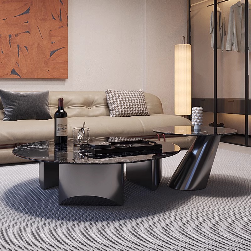 意式轻奢客厅家用高档大理石微晶石高级感小户型大气茶几桌子简约