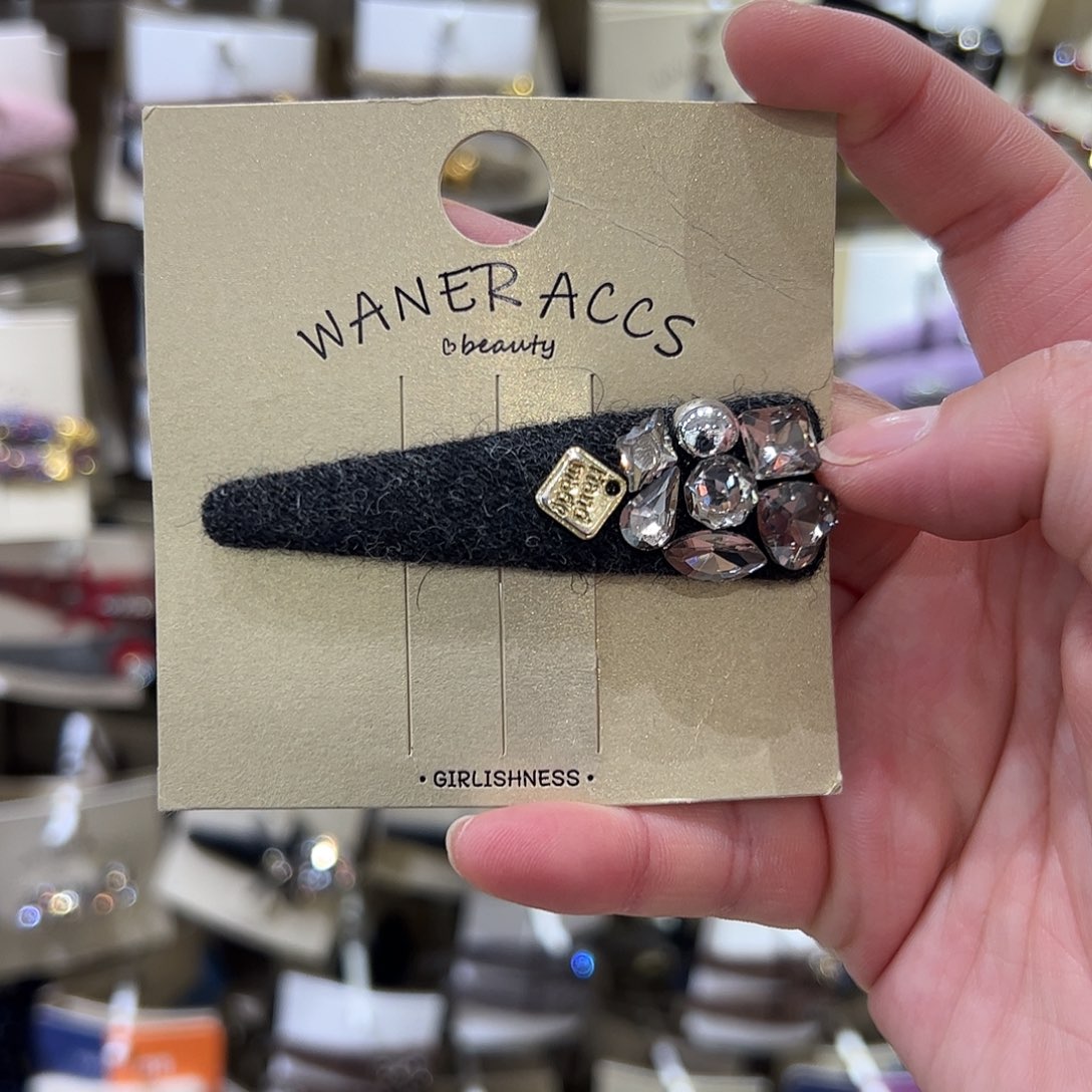 布艺非金属灰色三角爆米花拜拜夹