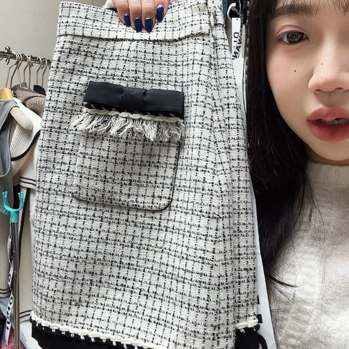 西斯黛拉黑白格m裙子