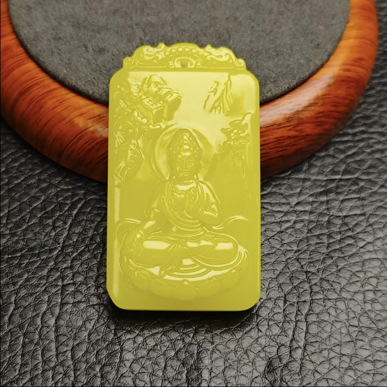 黄口文殊菩萨平安牌吊坠生肖兔本命佛项链双面工