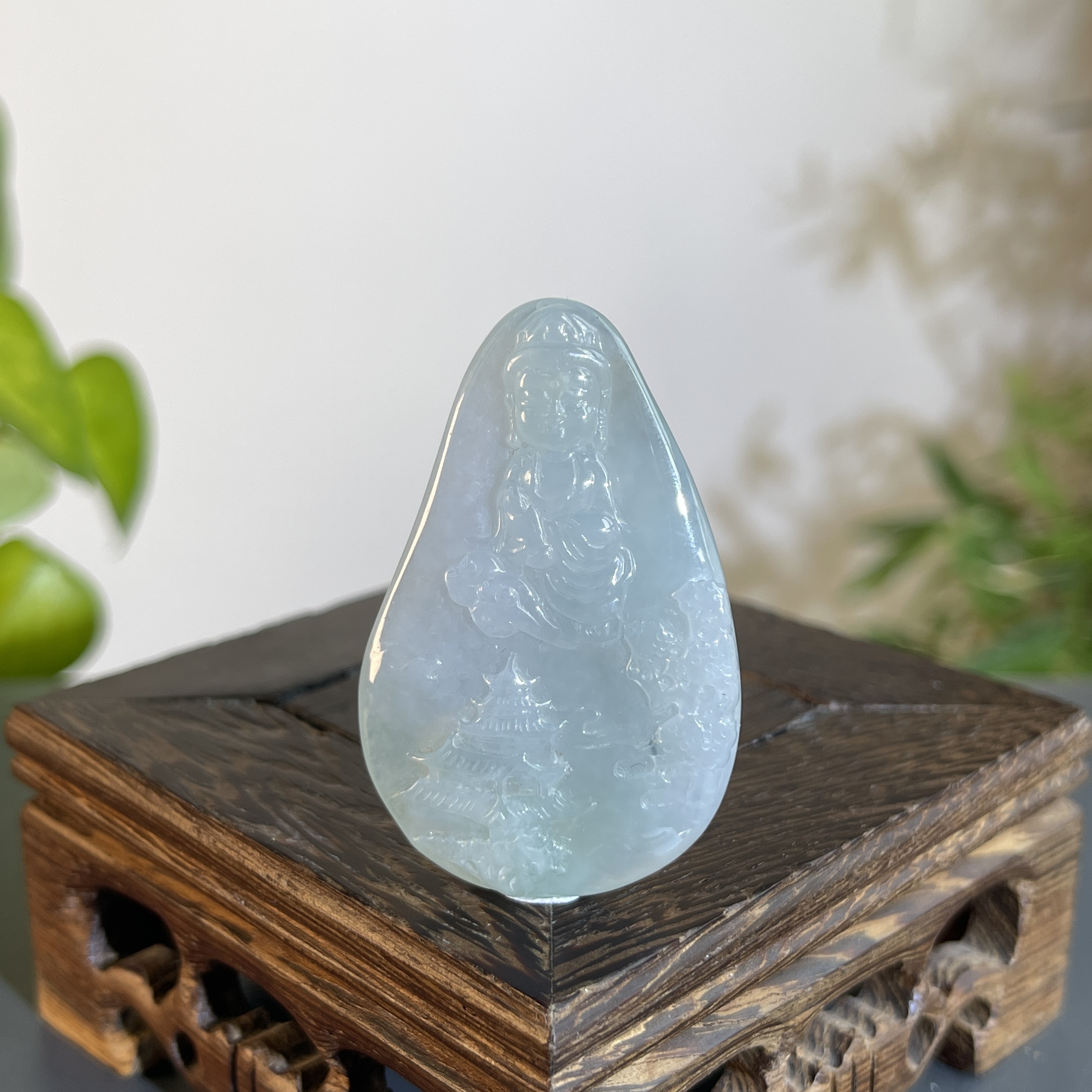 JTW18-65 天然缅甸A货翡翠  山水观音