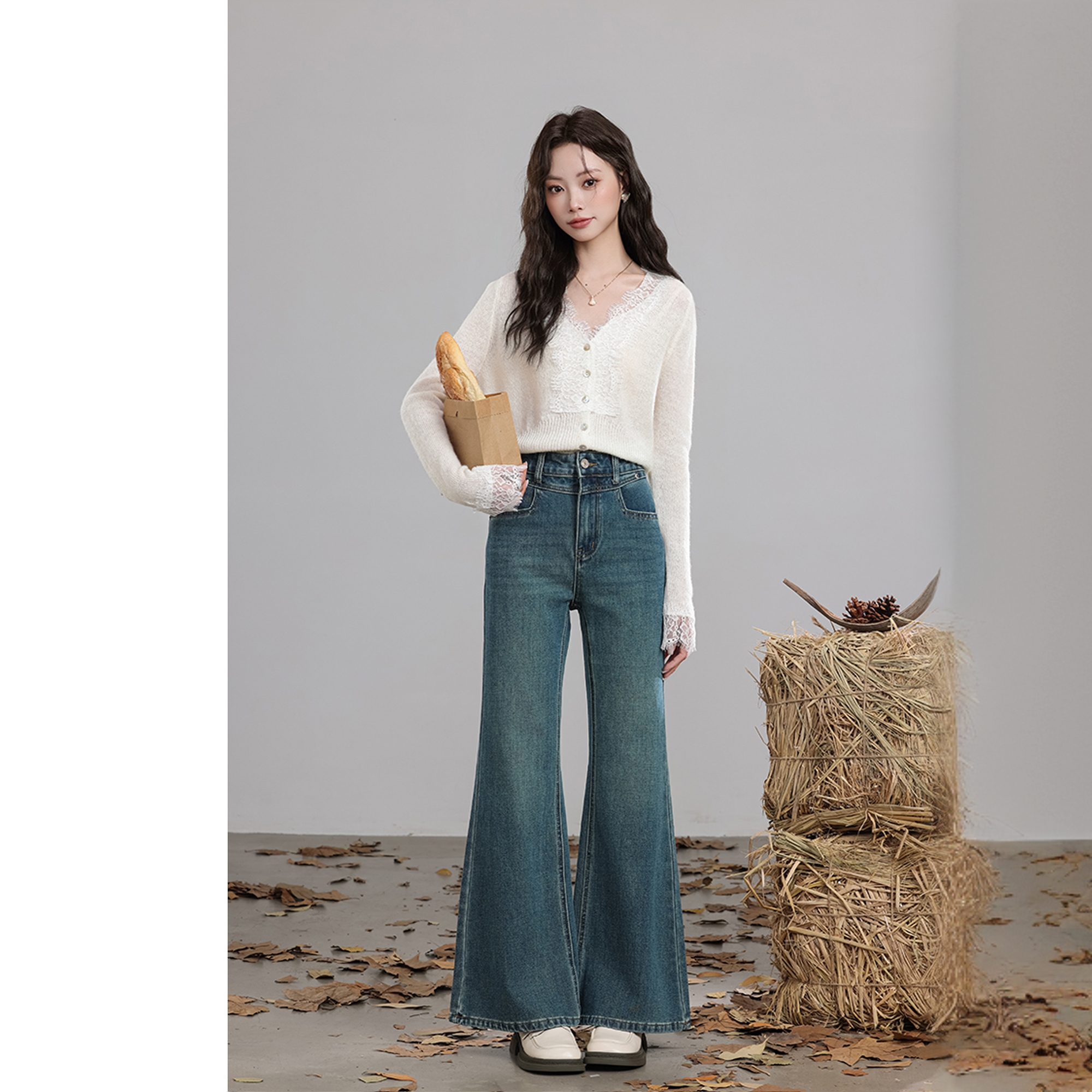 胖mm梨型身材显瘦大码牛仔裤女百搭透气休闲洋气微喇裤马蹄裤