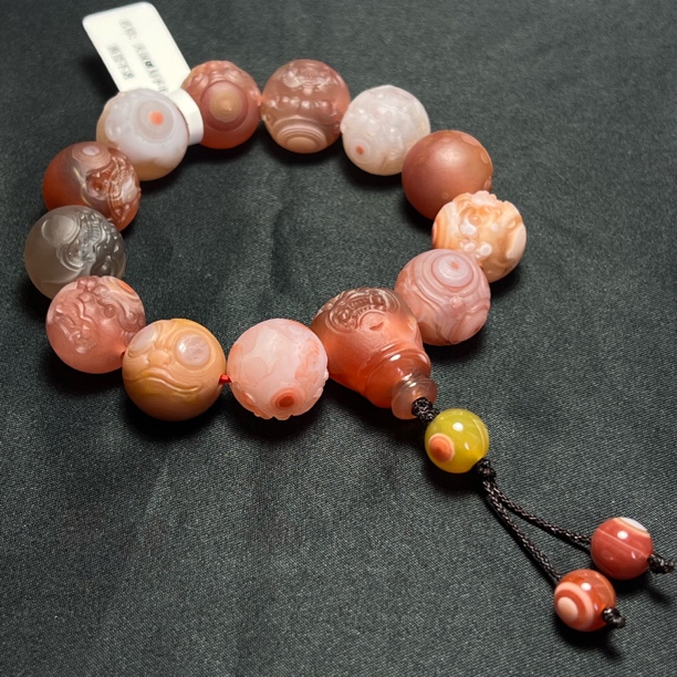 南红雕刻手串92g17mm+B22-12-5