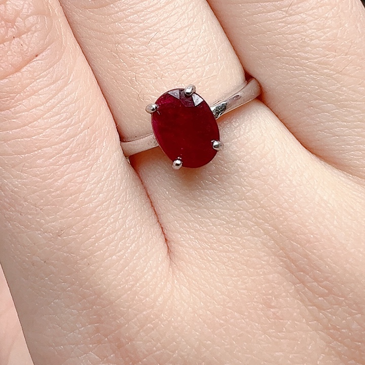 红宝石戒指银S925镶嵌