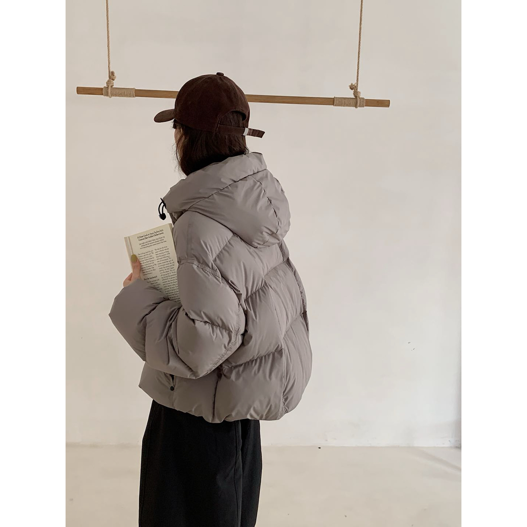 【吐司连帽】白鸭绒连帽短款泡芙