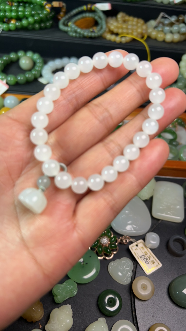 和田玉白玉冰白手串
