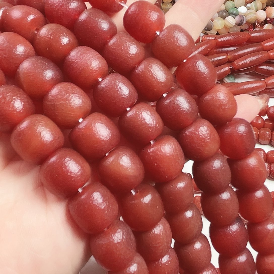 玛瑙/玉髓合金珠宝半成品L97. 老玛瑙一条14Mm