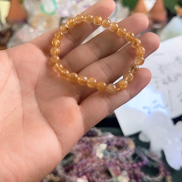 未镶嵌手链水晶天然金发手串6m+