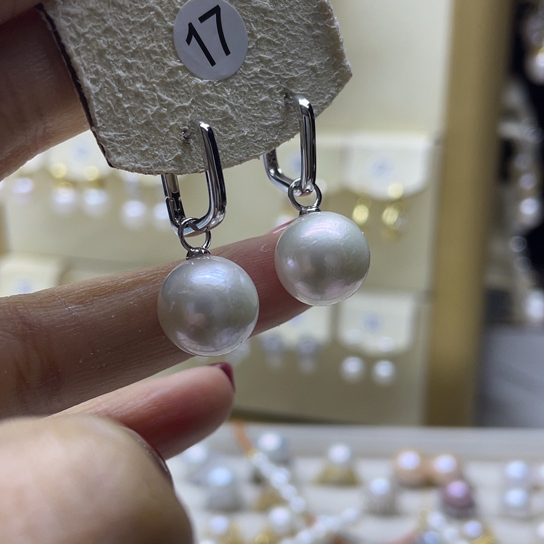 淡水珍珠耳饰银S925镶嵌