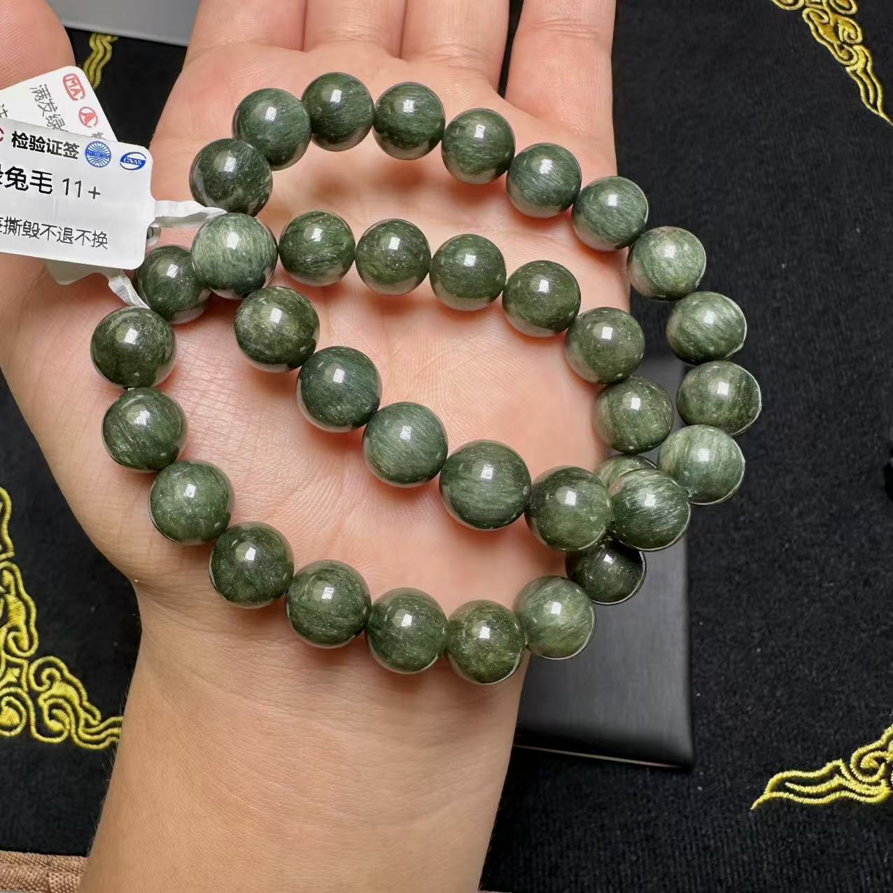 满发绿兔毛手串（多样性发一）天然杂裂矿点，完美主义慎拍SYZB-0492