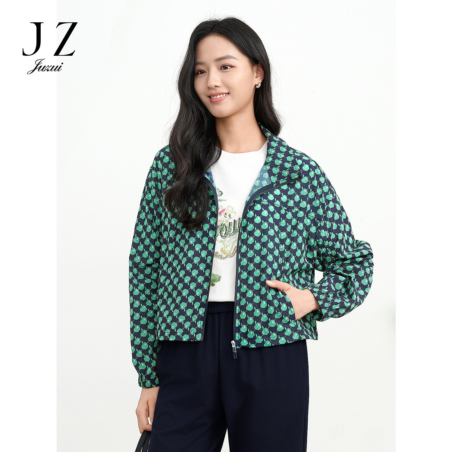 JUZUI玖姿UPF50+满印防晒外套女2025夏季新款JWFX40501