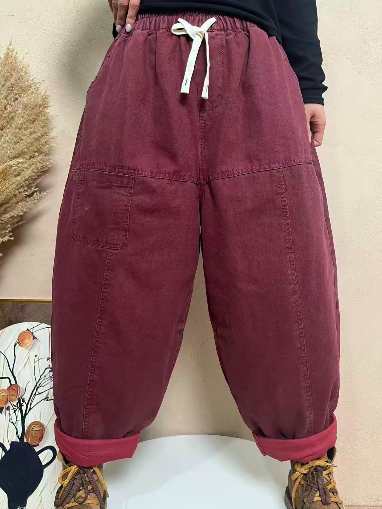 冬季新款夹棉加厚宽松休闲棉裤女百搭显瘦保暖哈伦裤