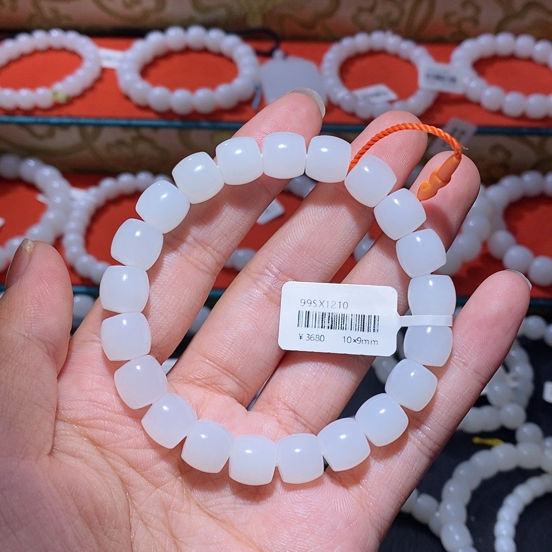 和田玉未镶嵌手链卡10直切