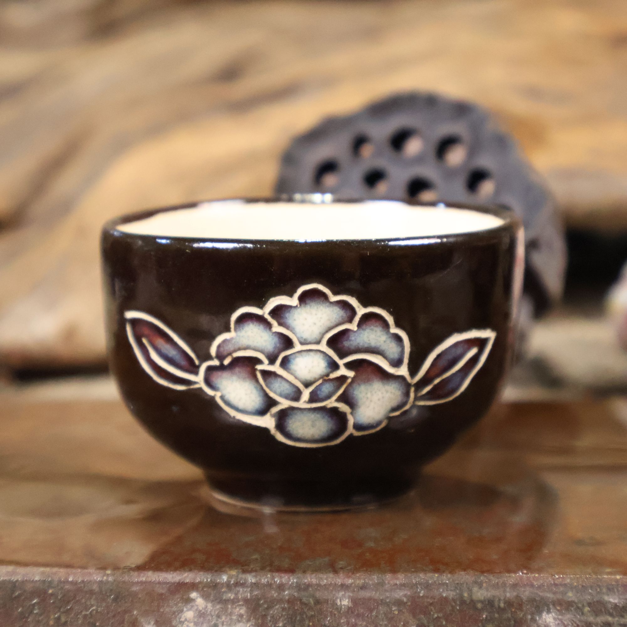 磁州窑纯手工花釉雕刻复古经典主人茶杯品茗精美手绘公道杯玻璃