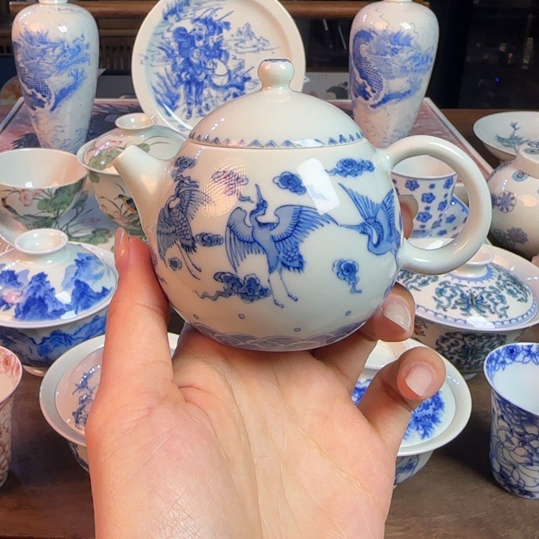 名窑口 六鹤茶壶放漏