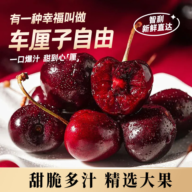 【原箱5斤】智利车厘子桑提娜海运2JD-4JD直达鲜脆多汁内附果径卡