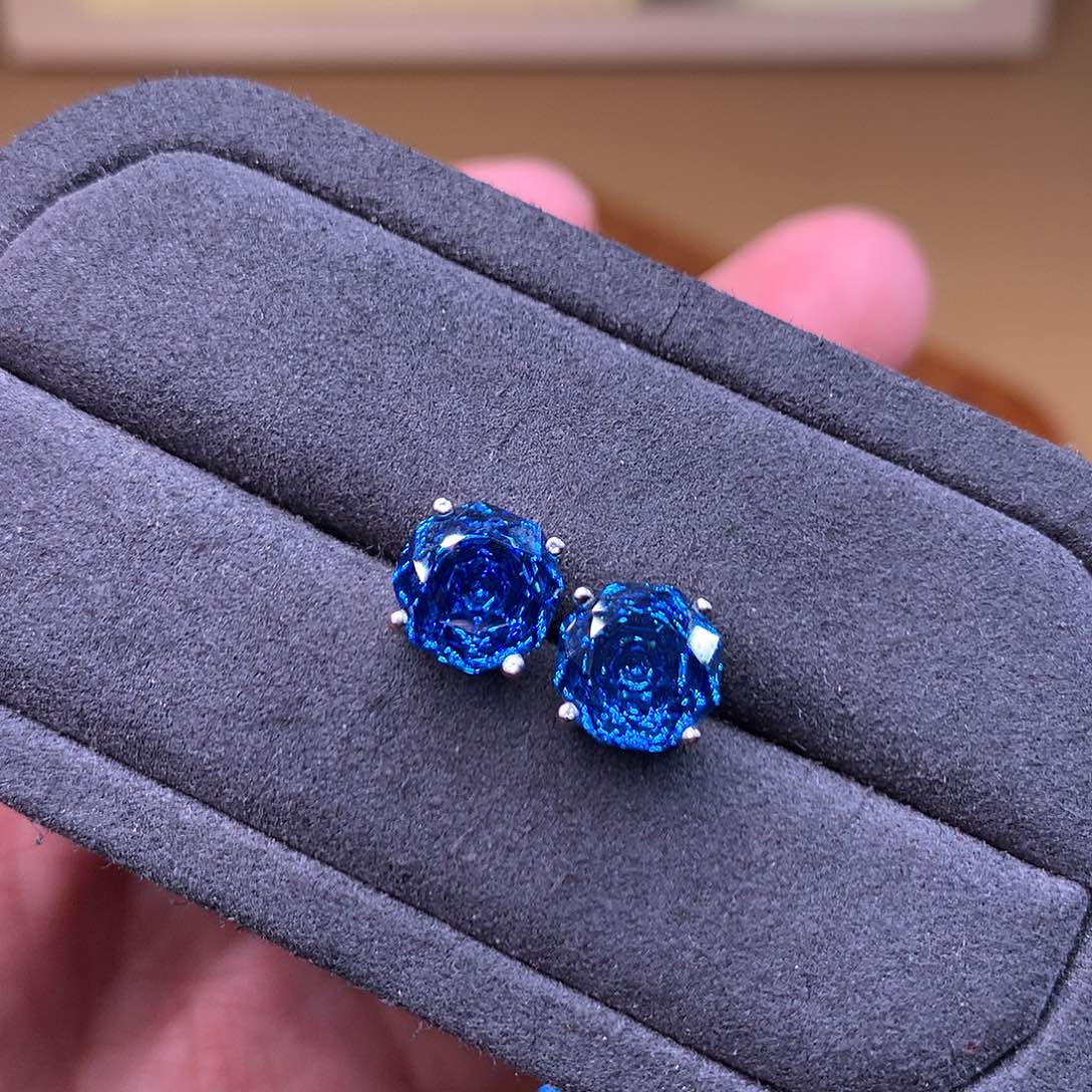 托帕石银S925镶嵌耳饰