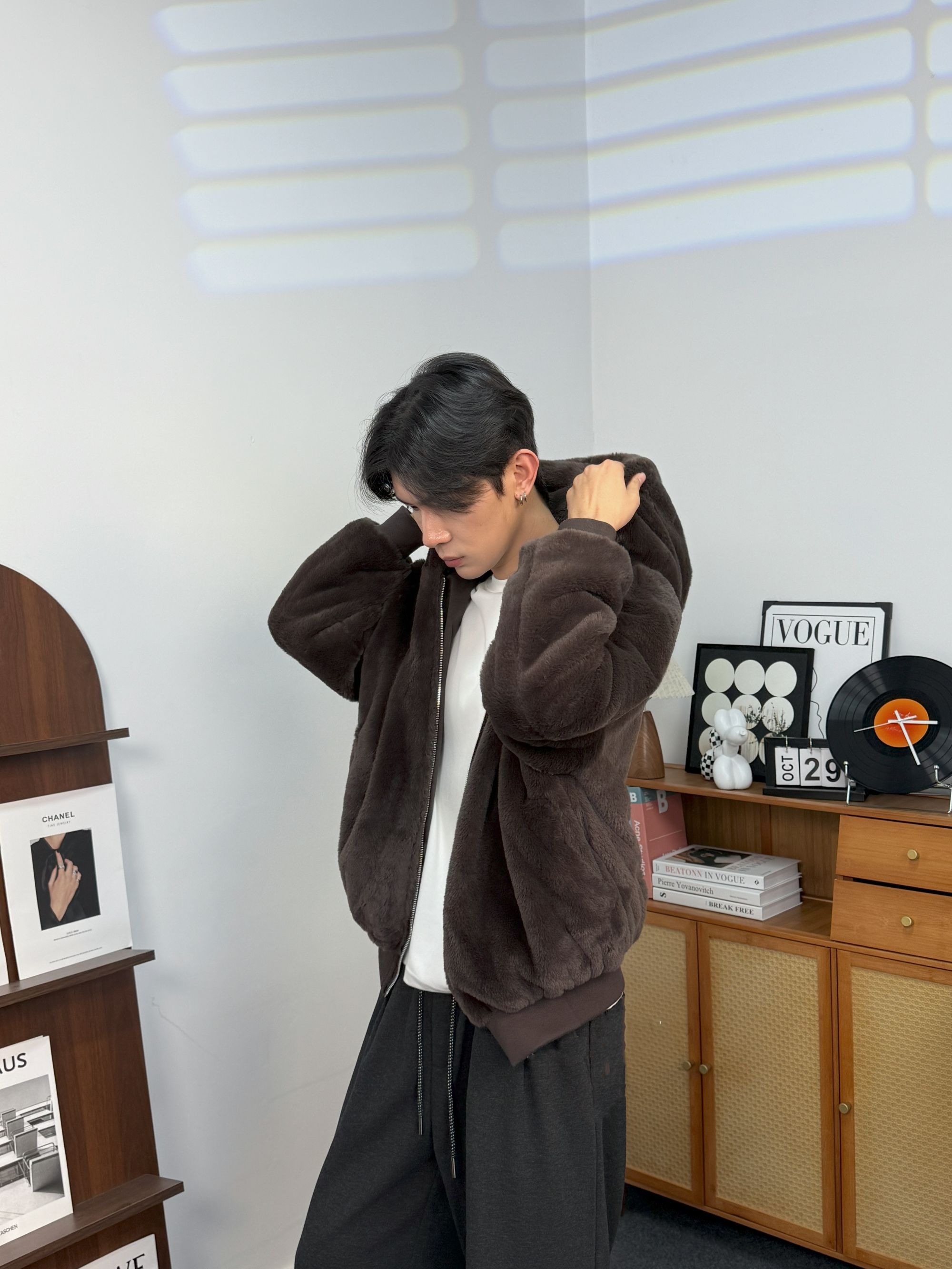 Jh-计划服饰/两面穿加绒加厚连帽宽松百搭棉夹克男女同款