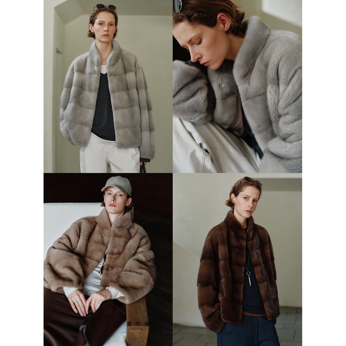 MSBEAST暮韵貂丨优雅奢贵 小立领塔式微弧袖横排脊子靠坎水貂外套