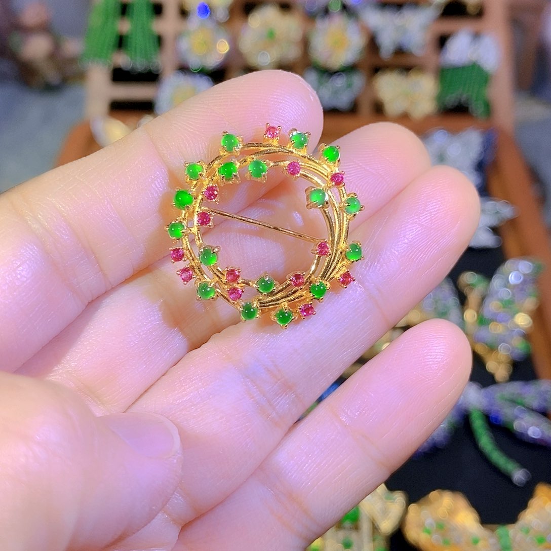 吊坠(不含链)银S925镶嵌翡翠