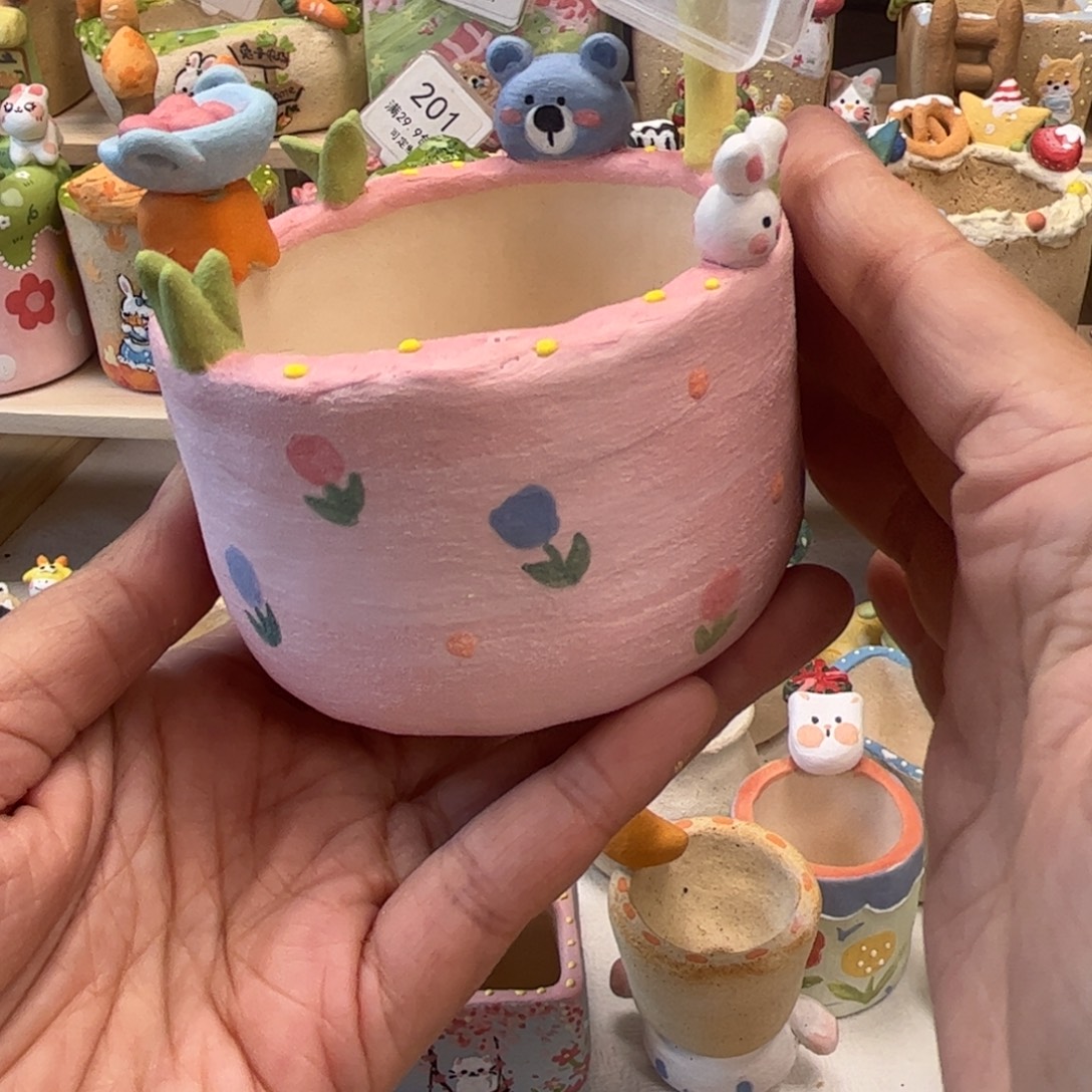 安***妮788兔子大盆花盆手绘