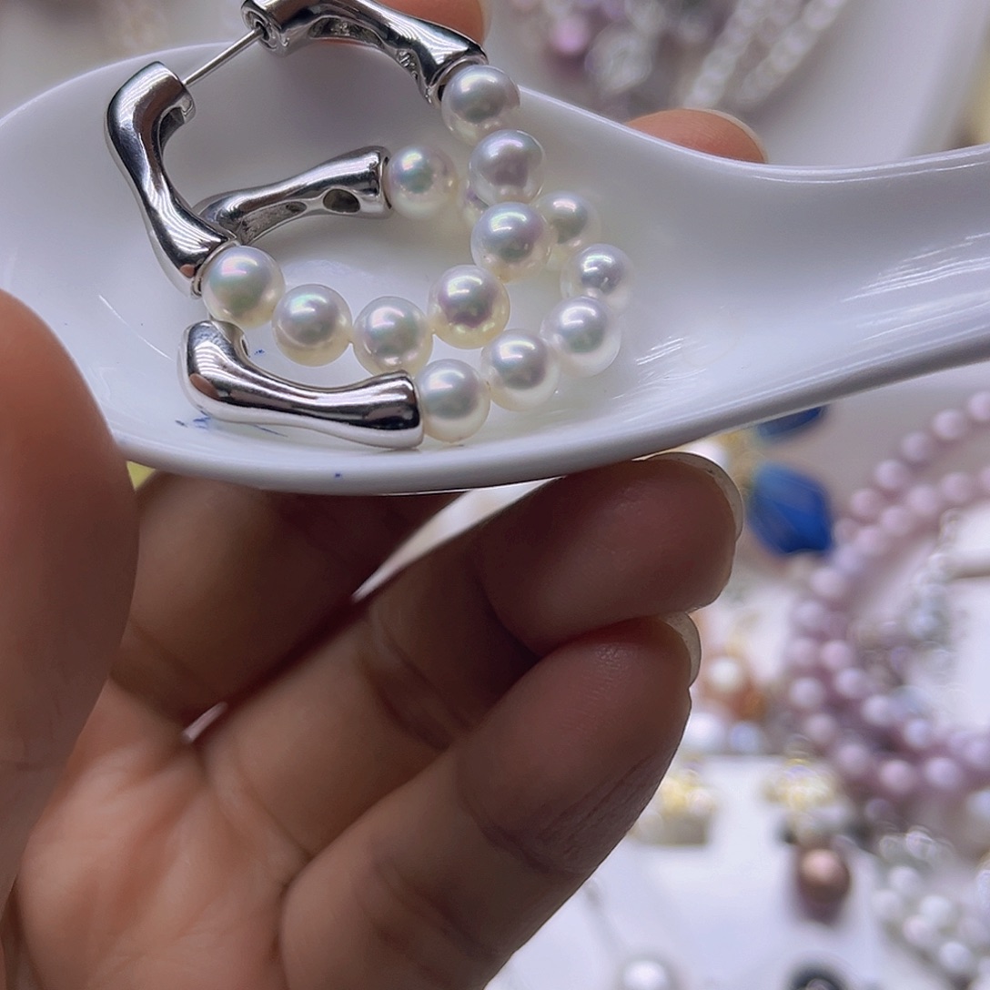淡水珍珠吊坠或者耳钉银S925镶嵌