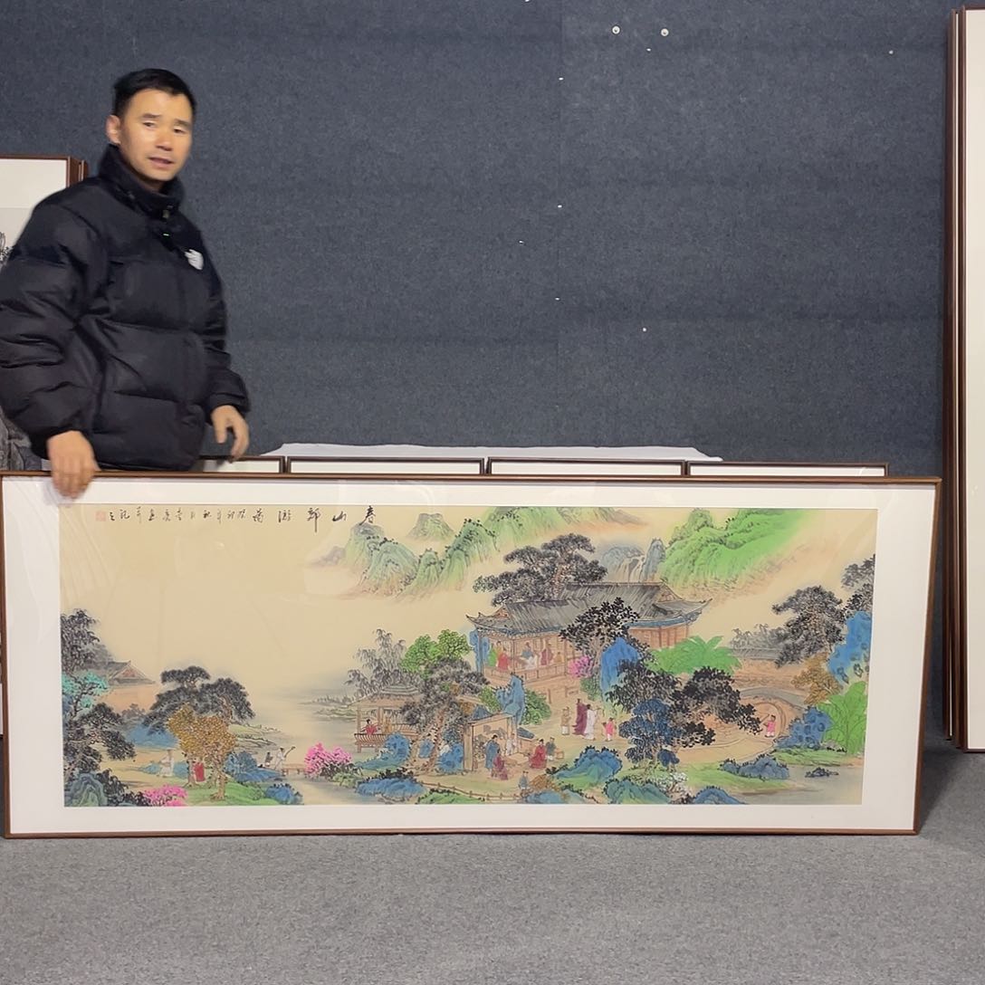 国画手绘画作品带框发货