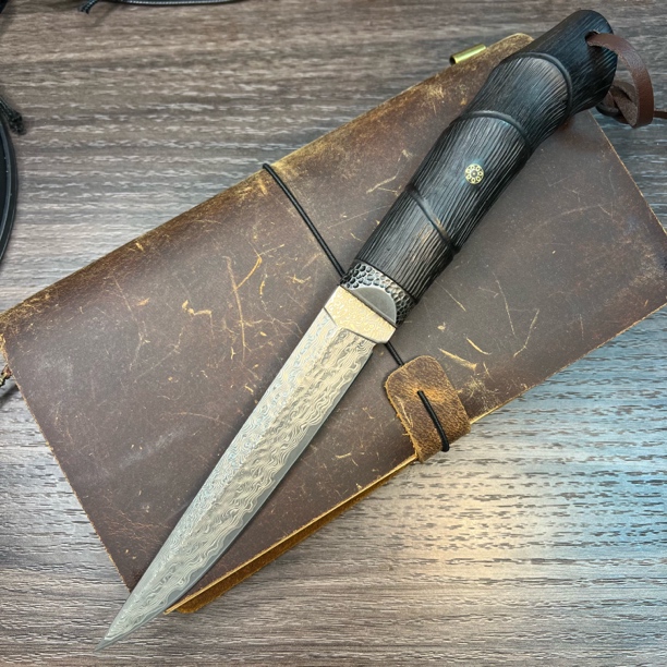 大马士革VG10黑檀手柄直刀尾货清库存中特大优惠