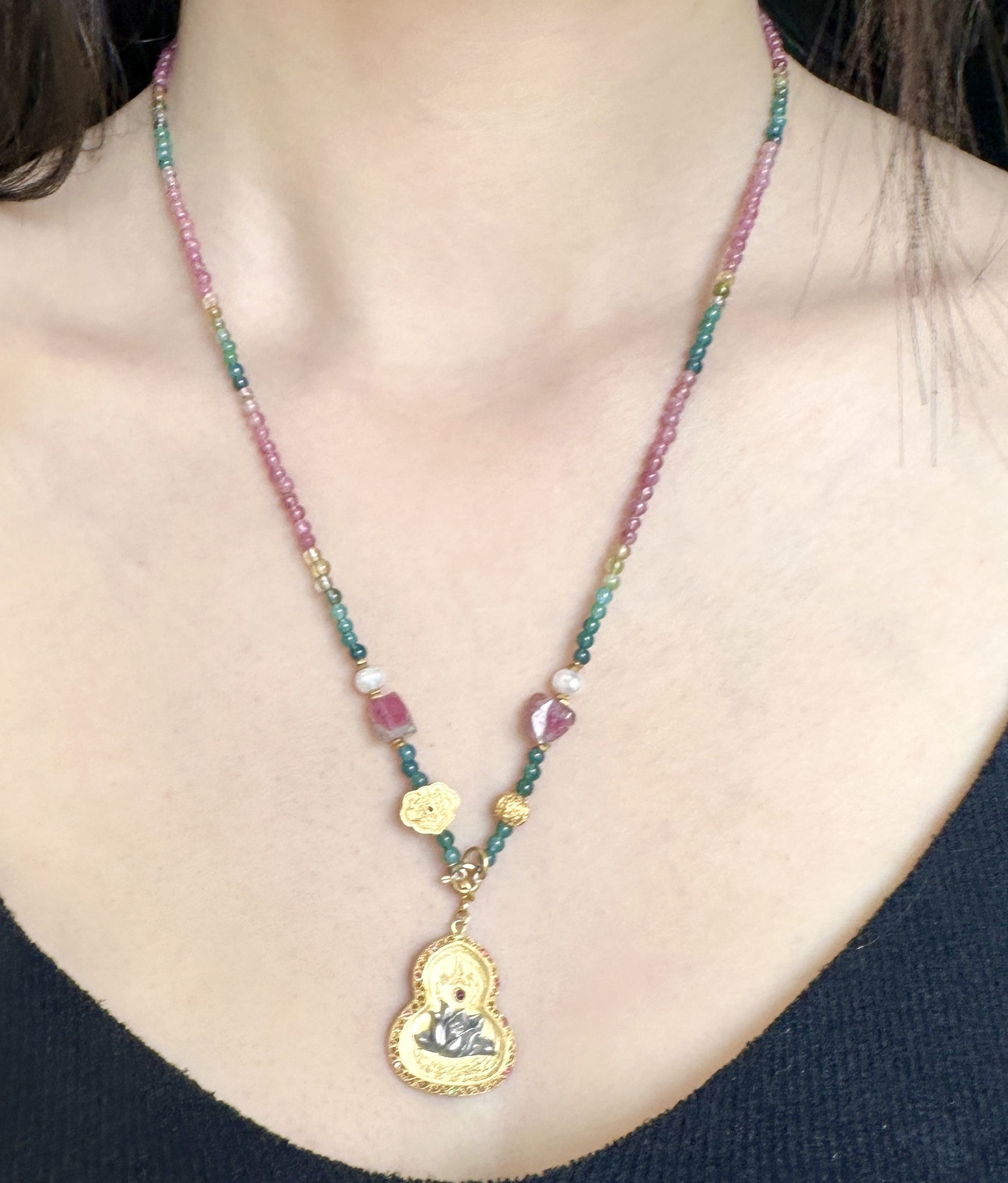 天然辰砂碧玺项链 多样性发其一 B79