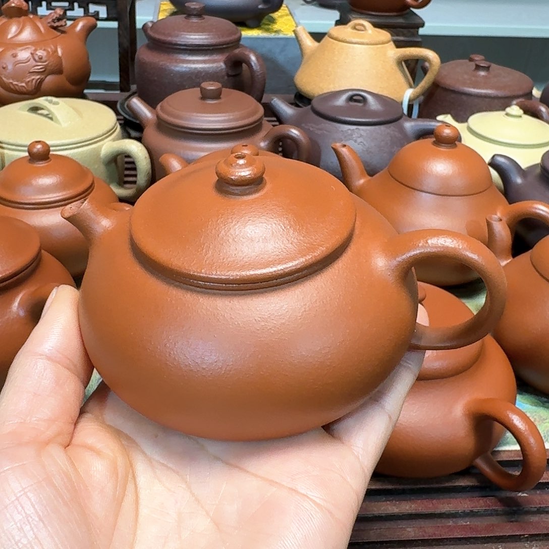 紫砂茶壶朱泥半手工