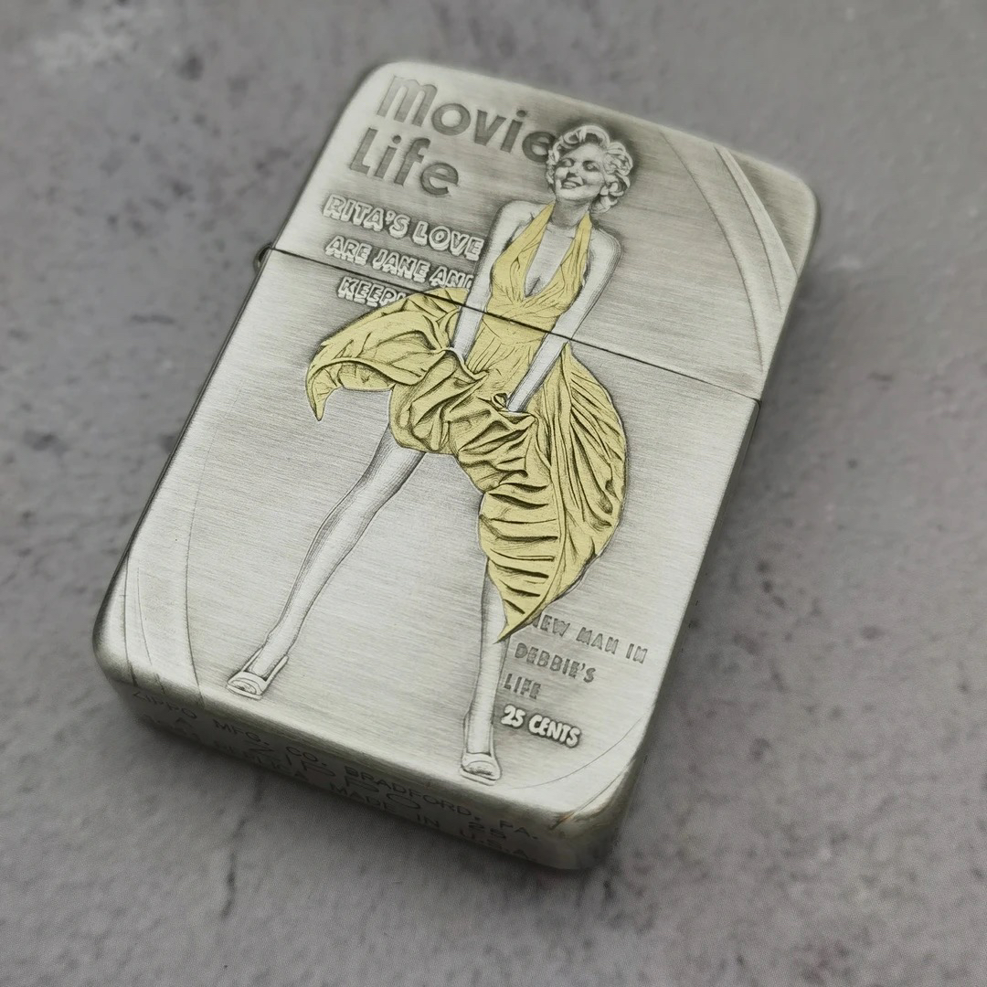 Zippo打火机1941鎏金梦露复刻系列防风打火机送男友礼物DYJ1