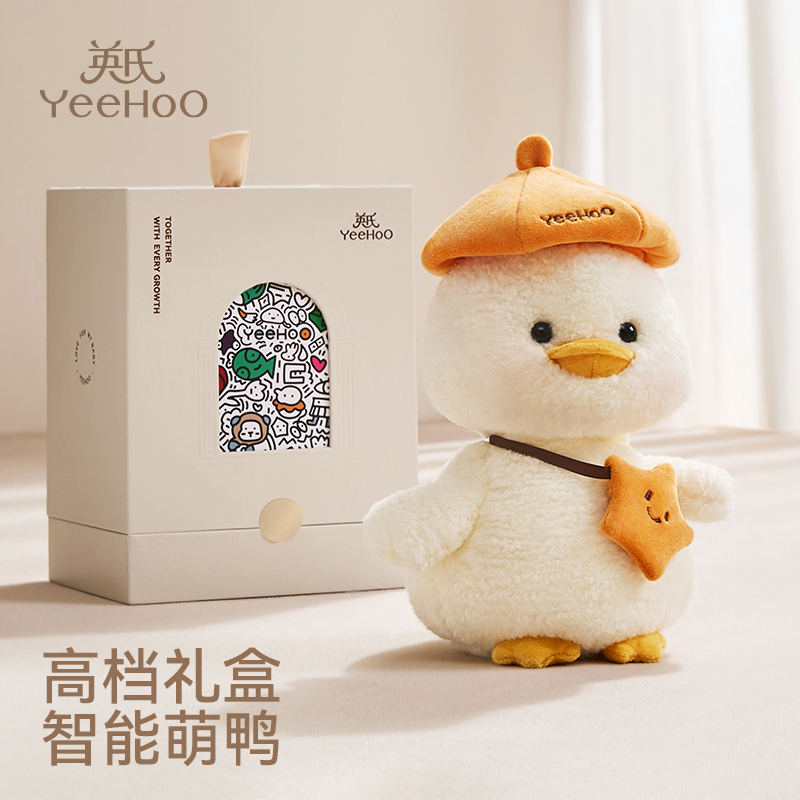 YeeHoO/英氏儿童团团鸭电动玩具歪头卖萌唱歌学说话毛绒公仔玩偶
