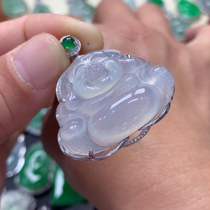 翡翠吊坠(不含链)18K金镶嵌