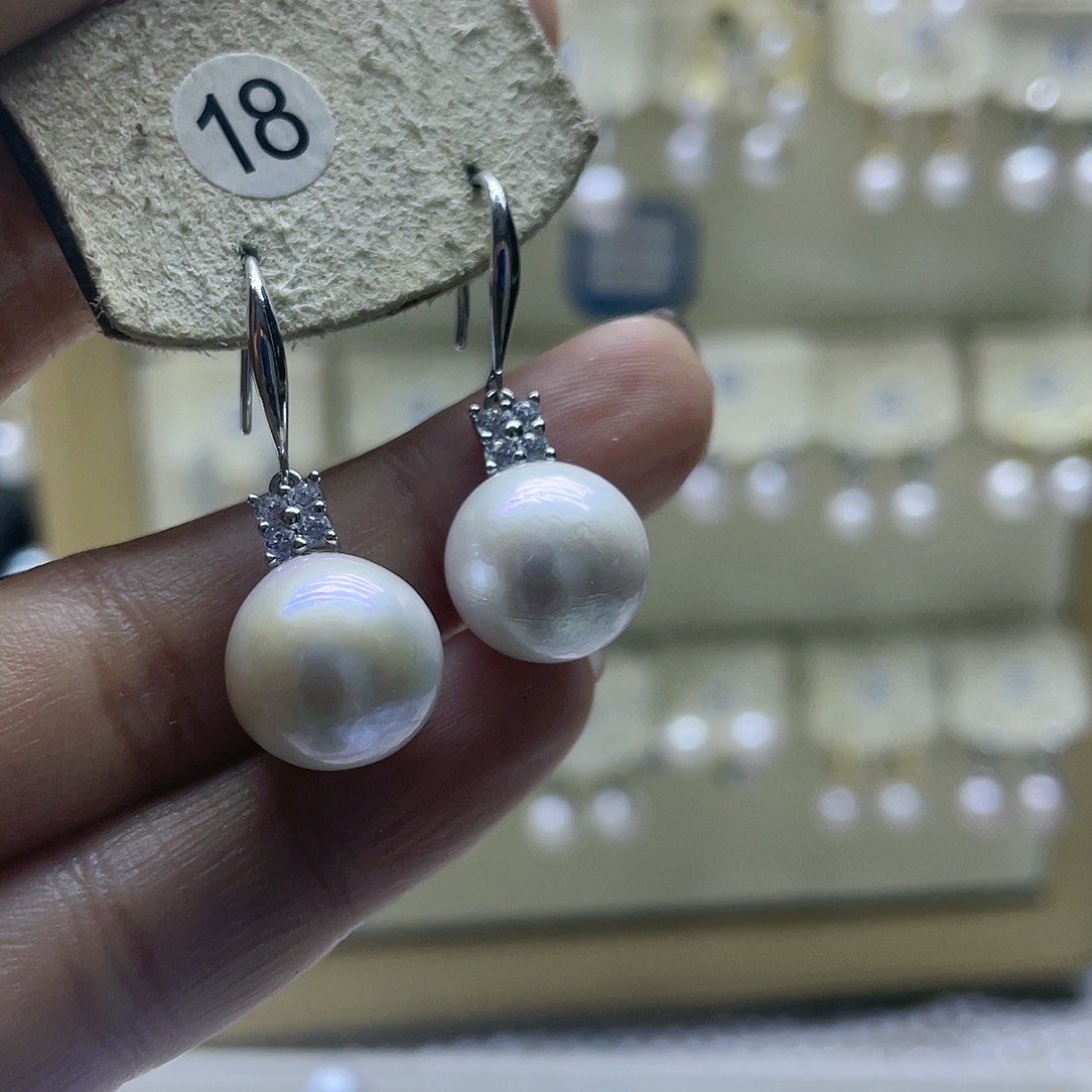 淡水珍珠耳饰银S925镶嵌