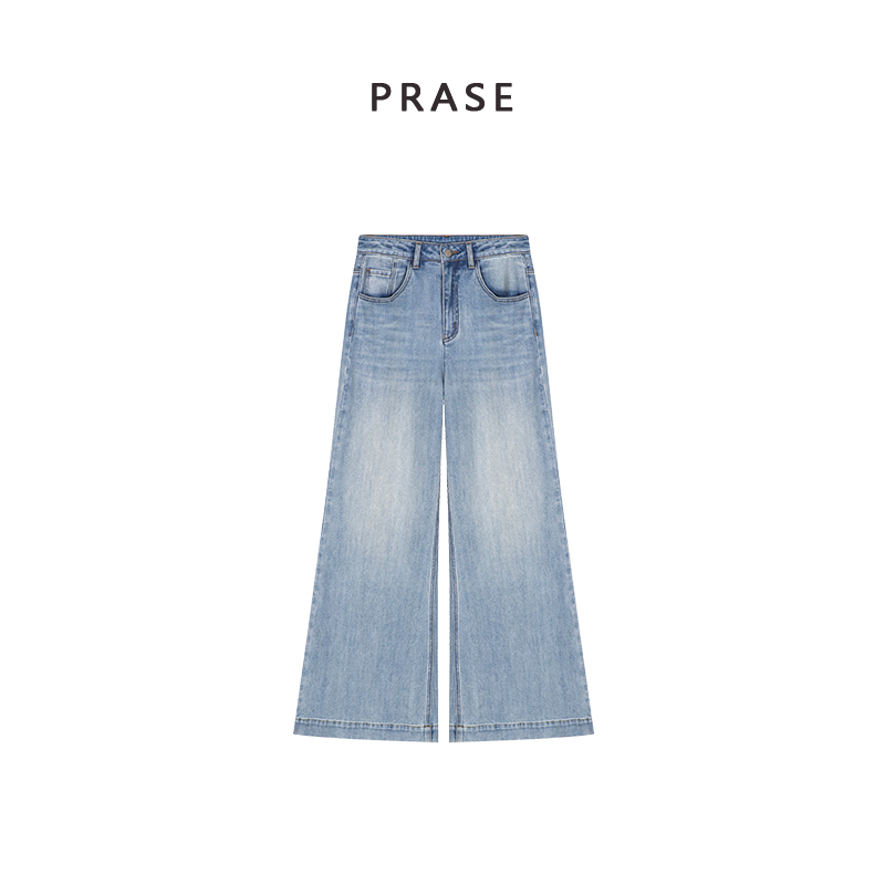 PRASE·噜【比例速写】微胖轻奢设计款春时尚宽松喇叭牛仔裤PR503S16