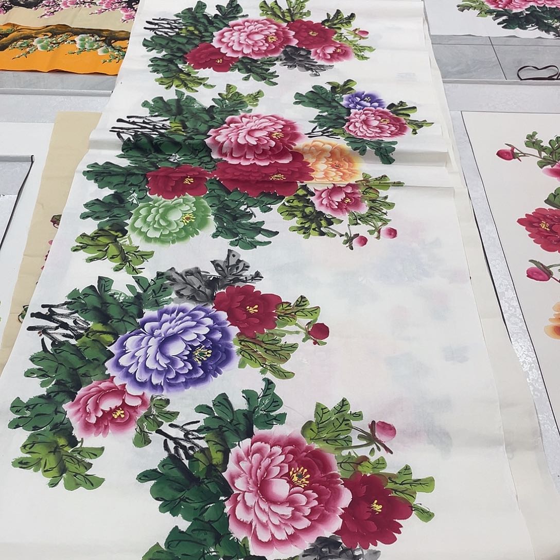 国画国画作品书法作品原稿小八尺牡丹