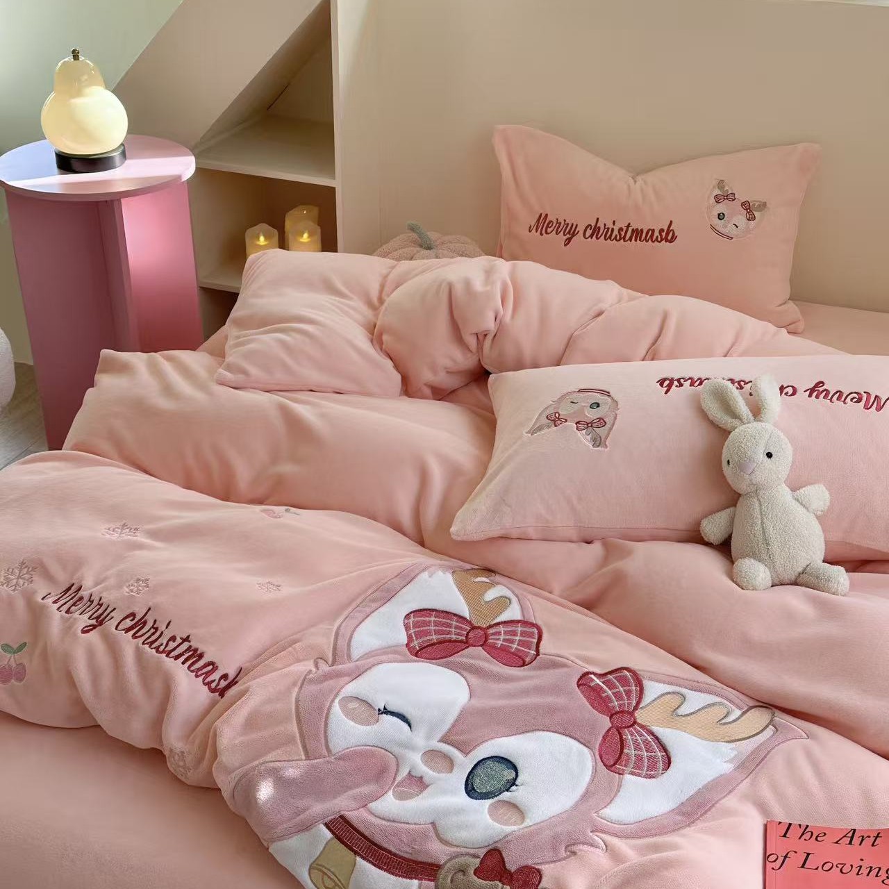 牛奶绒加绒绒被毛毯亲子贴布绣套件