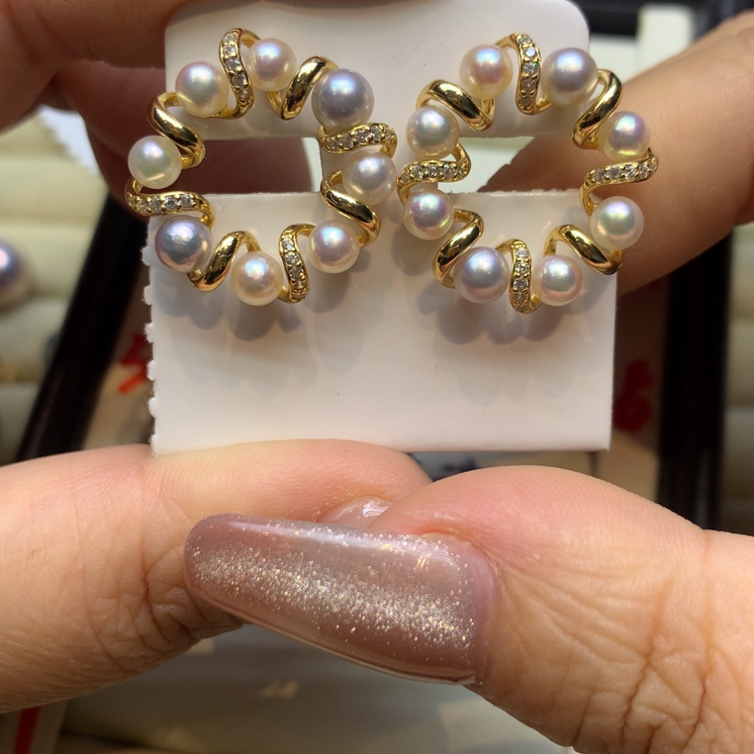 银S925镶嵌耳饰海水珍珠