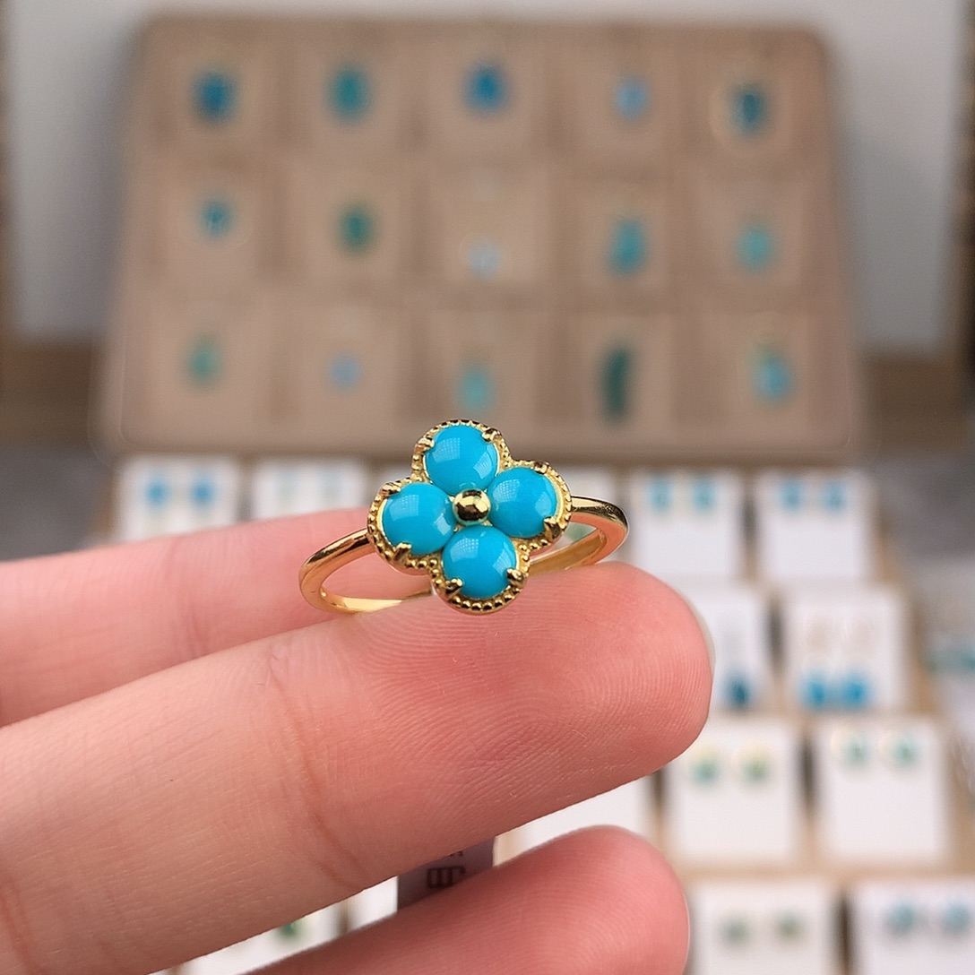 绿松石银S925镶嵌戒指