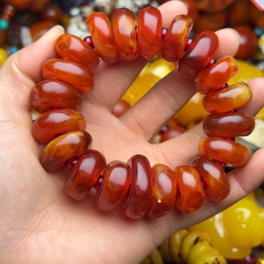 琥珀（花珀）手串未镶嵌蜜蜡