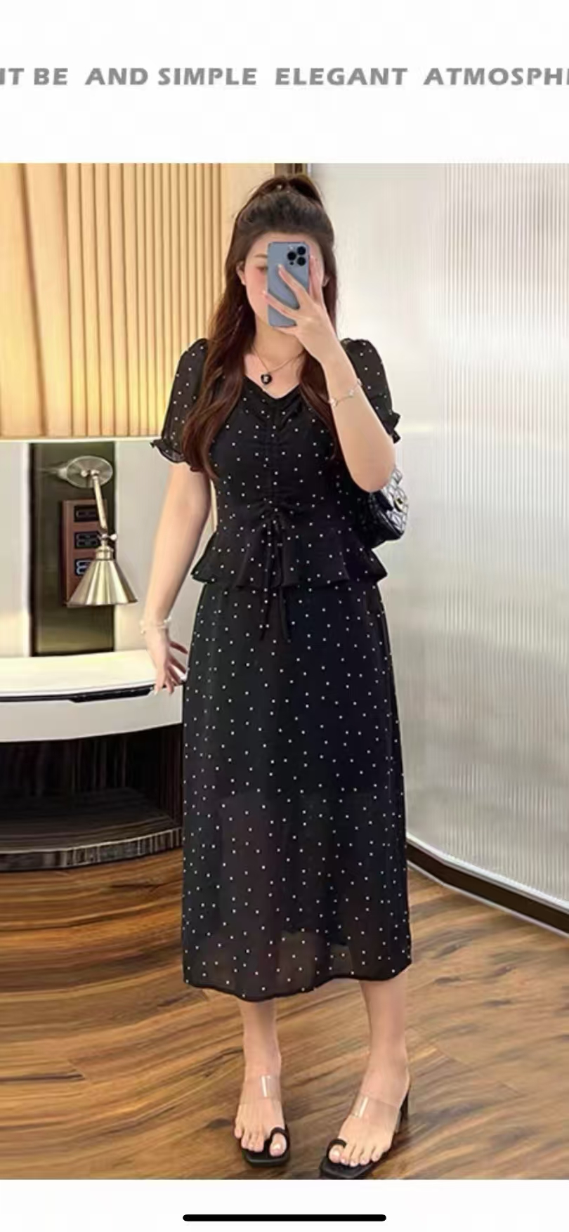 大码女装胖MM藏肉一整套显瘦波点上衣女装半身裙时尚夏季新款套装