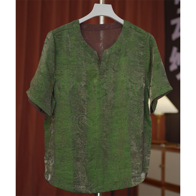 3922-夏季浮光锦高级感上衣女T恤