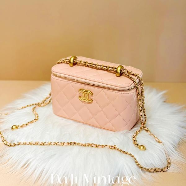 大吉中古/Chanel香奈儿25S粉金双金珠长盒子斜挎包