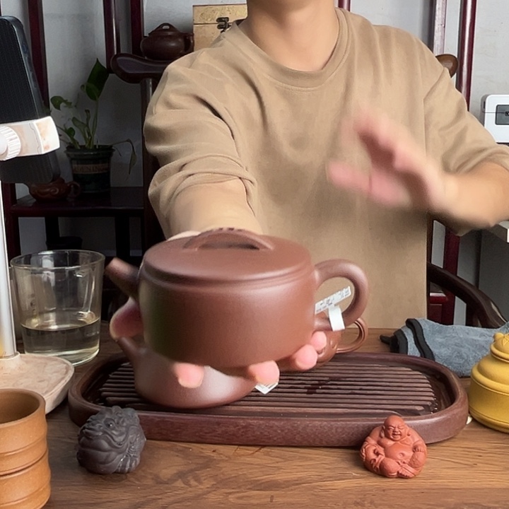 茶壶紫砂原矿紫泥汉瓦紫砂壶