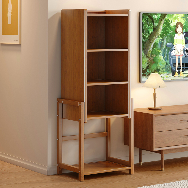 小书架落地置物架客厅家用储物一体靠墙窄边柜书桌旁多层收纳柜子