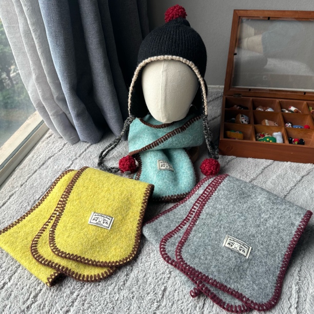 韩ins新款时尚百搭简约糖果色针织撞色宝宝围巾儿童围脖