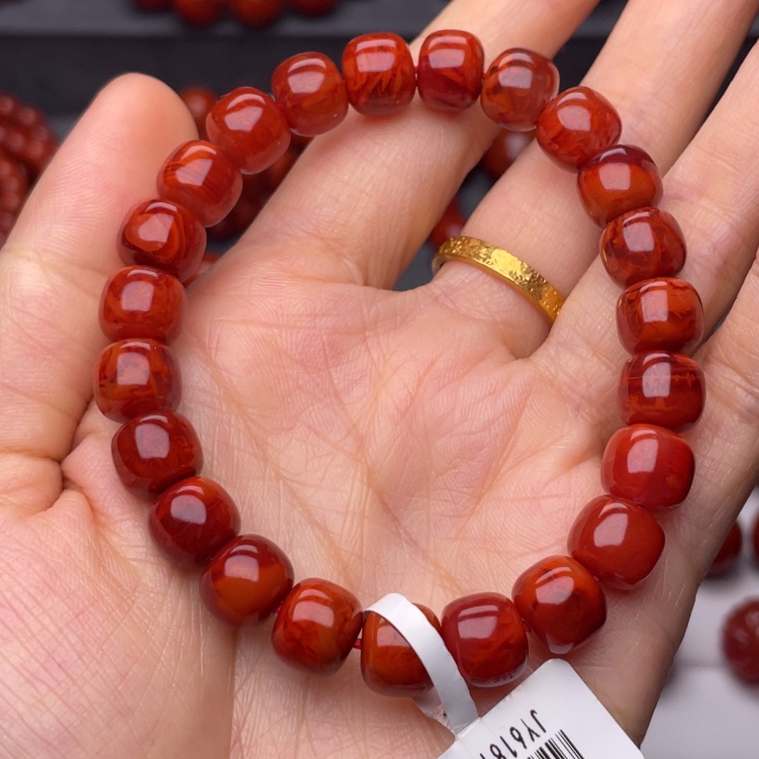 南红玛瑙未镶嵌手串9mm顶品瓦西牛血火焰老型手串