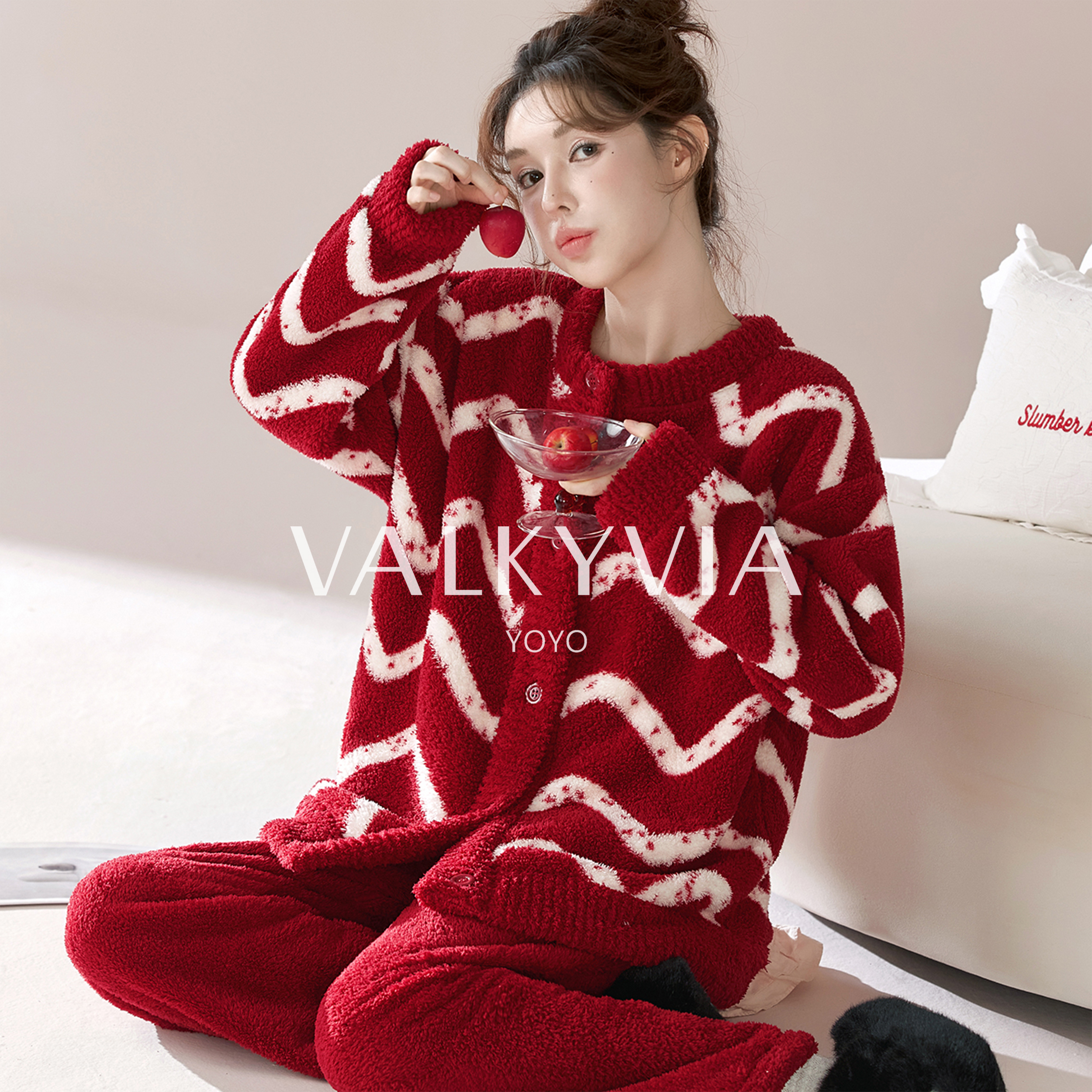 【圣诞—雪夜甜梦】可外穿保暖加绒家居服圆领秋冬甜美可爱女士睡衣